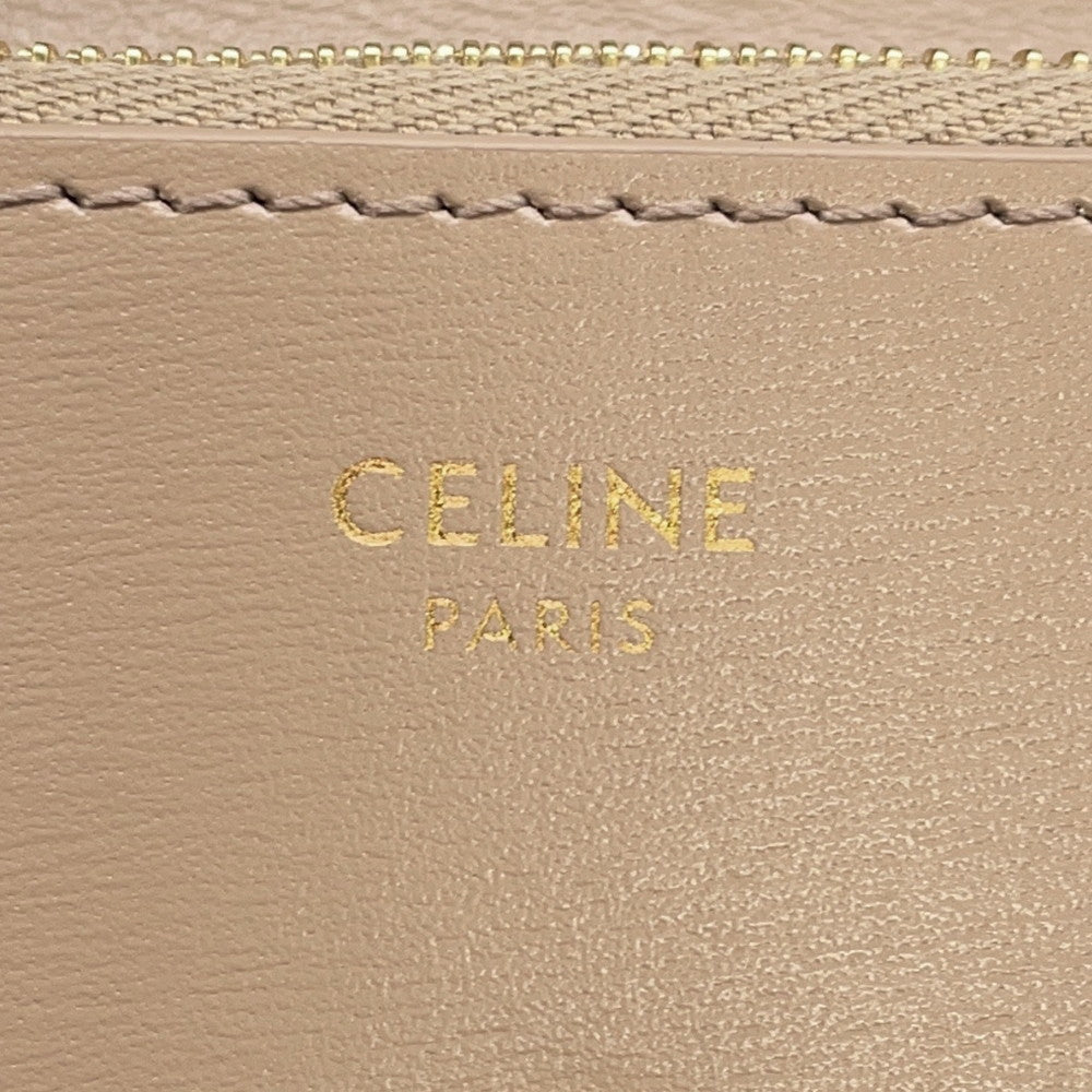 CELINE Triomphe Card Case Taupe Grey10P073DPV Shiny Calf Leather