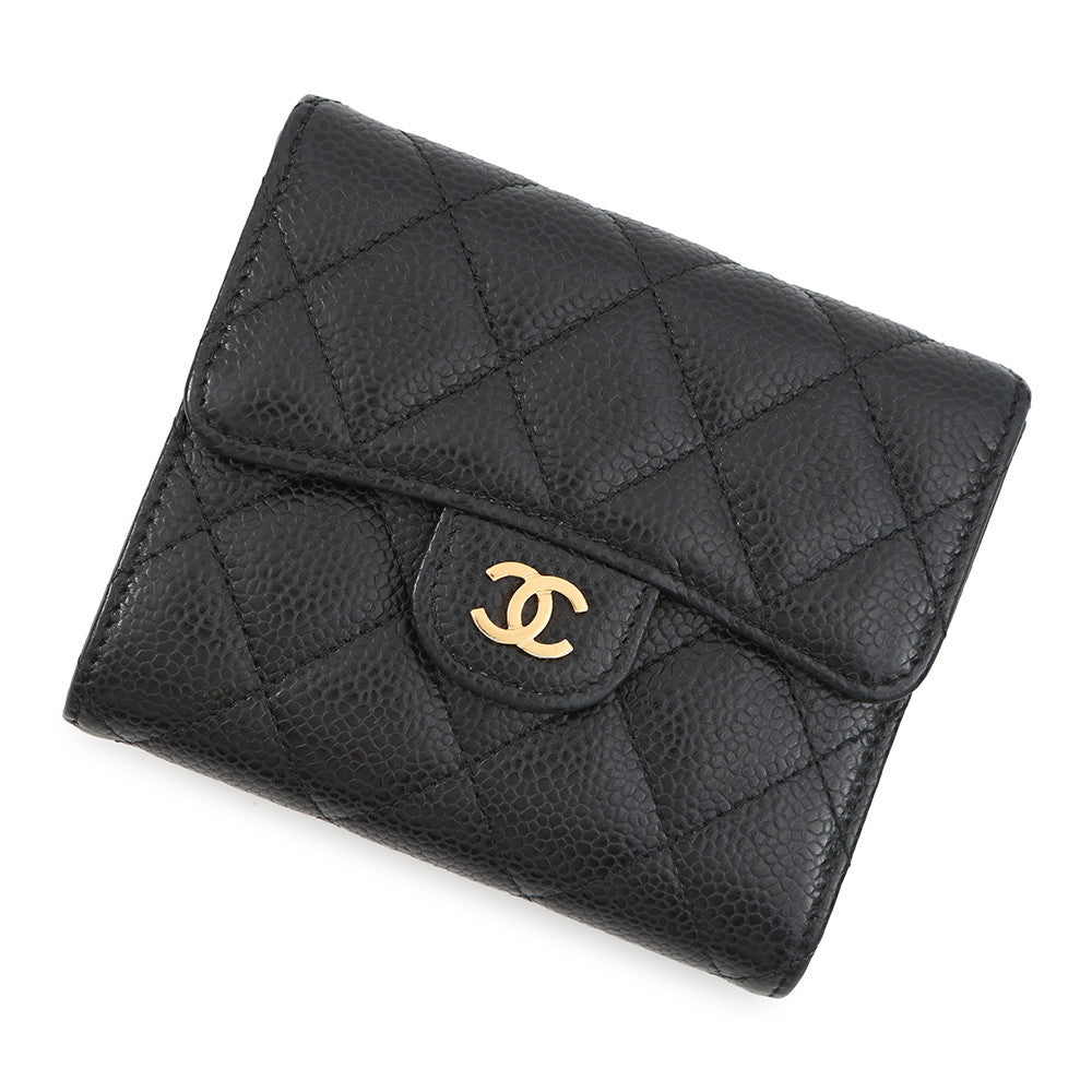CHANEL Matelasse Classic Flap Wallet BlackAP0231 Caviar Leather
