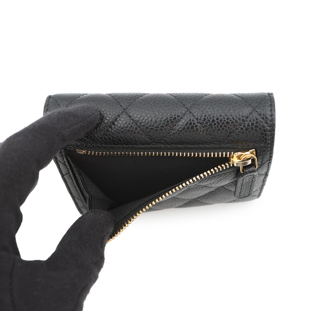 CHANEL Matelasse Classic Flap Wallet BlackAP0231 Caviar Leather