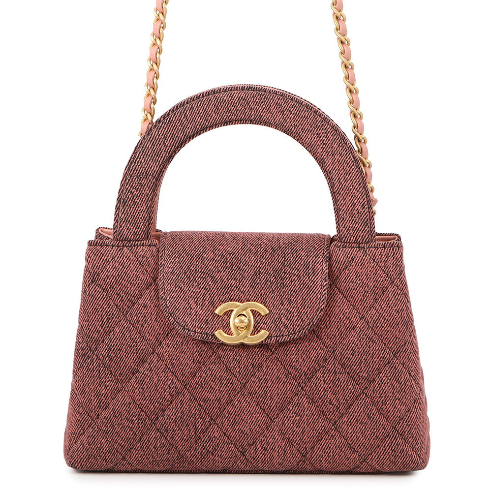 CHANEL Matelasse Mini Shopping Bag Orange/BlackAS4416 washed denim