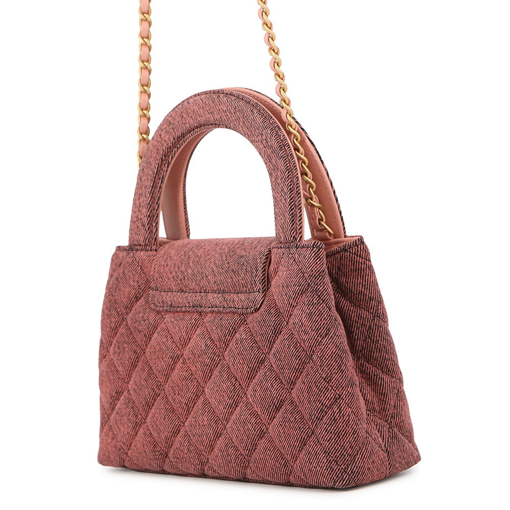 CHANEL Matelasse Mini Shopping Bag Orange/BlackAS4416 washed denim