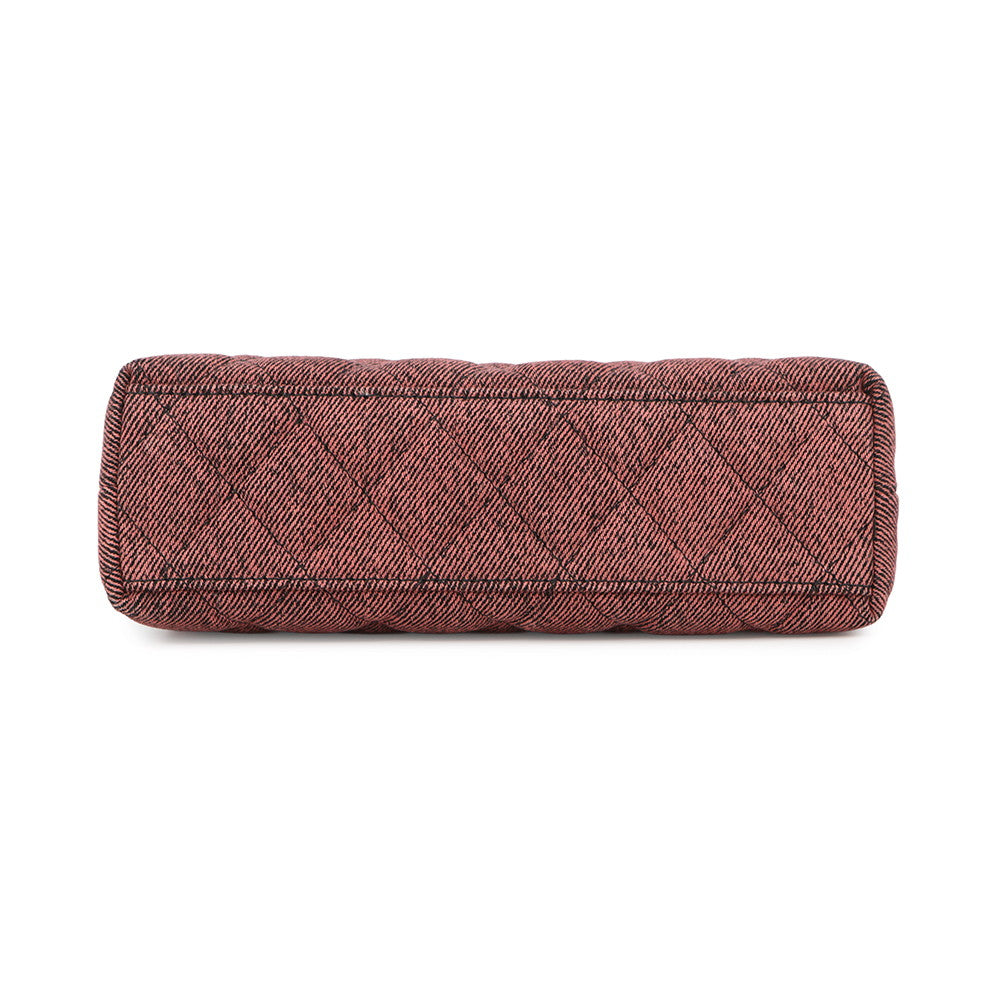 CHANEL Matelasse Mini Shopping Bag Orange/BlackAS4416 washed denim