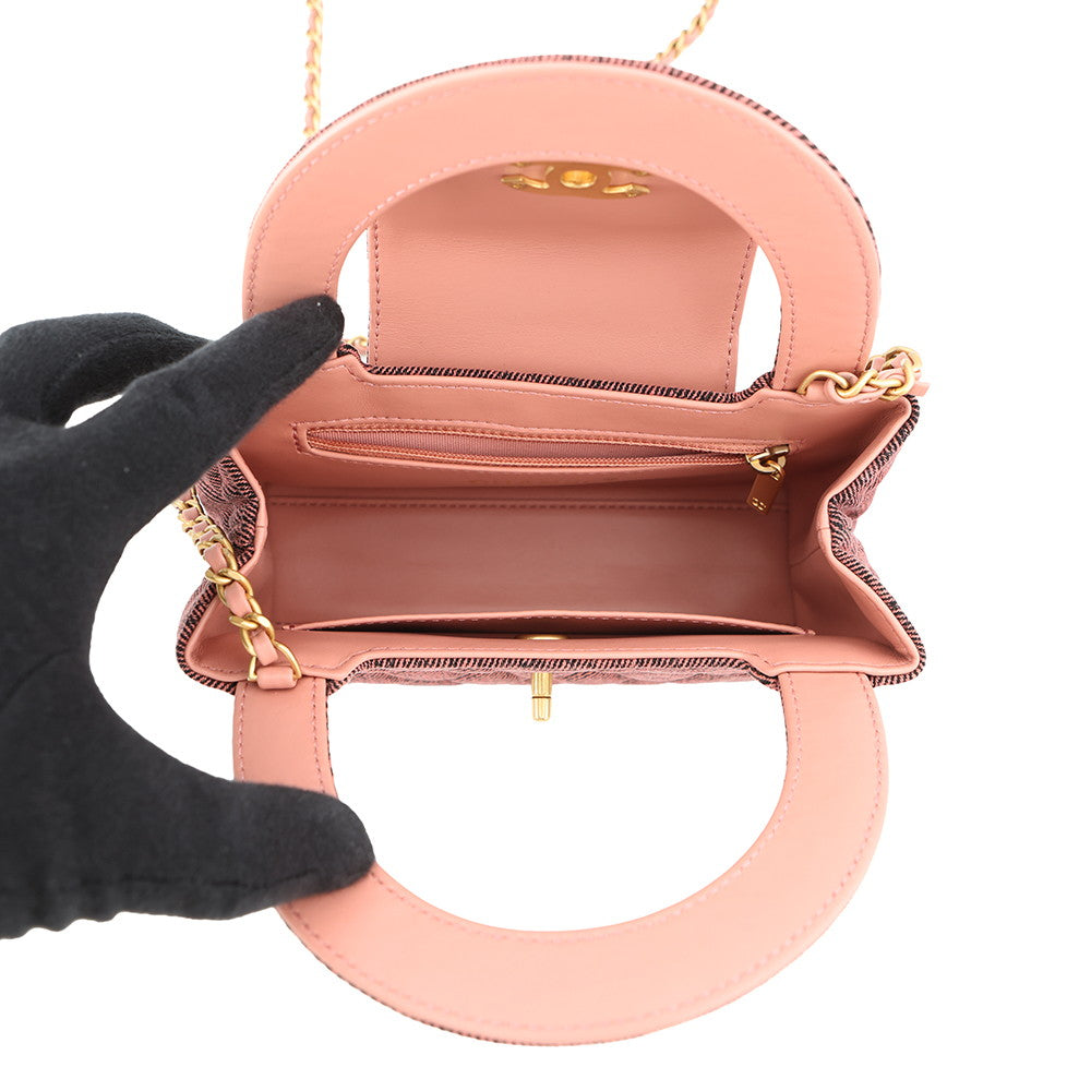 CHANEL Matelasse Mini Shopping Bag Orange/BlackAS4416 washed denim
