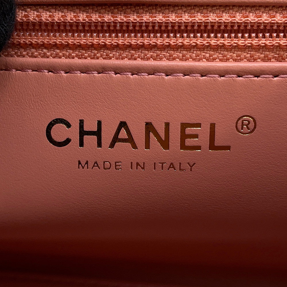 CHANEL Matelasse Mini Shopping Bag Orange/BlackAS4416 washed denim