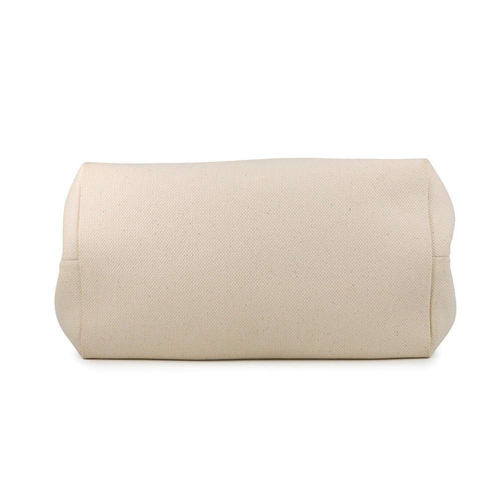 CELINE Horizontal Cabas Tote Bag Gold/Ivory192162 Leather Canvas