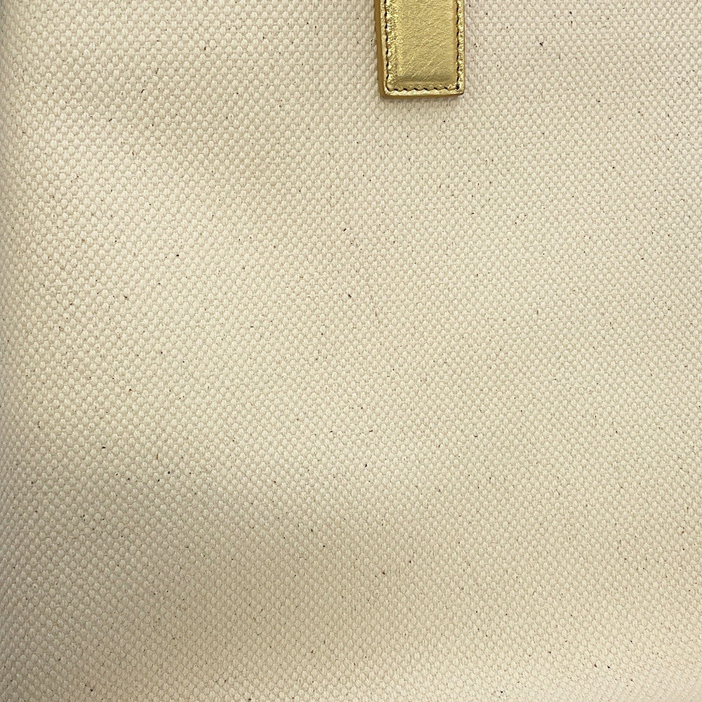 CELINE Horizontal Cabas Tote Bag Gold/Ivory192162 Leather Canvas