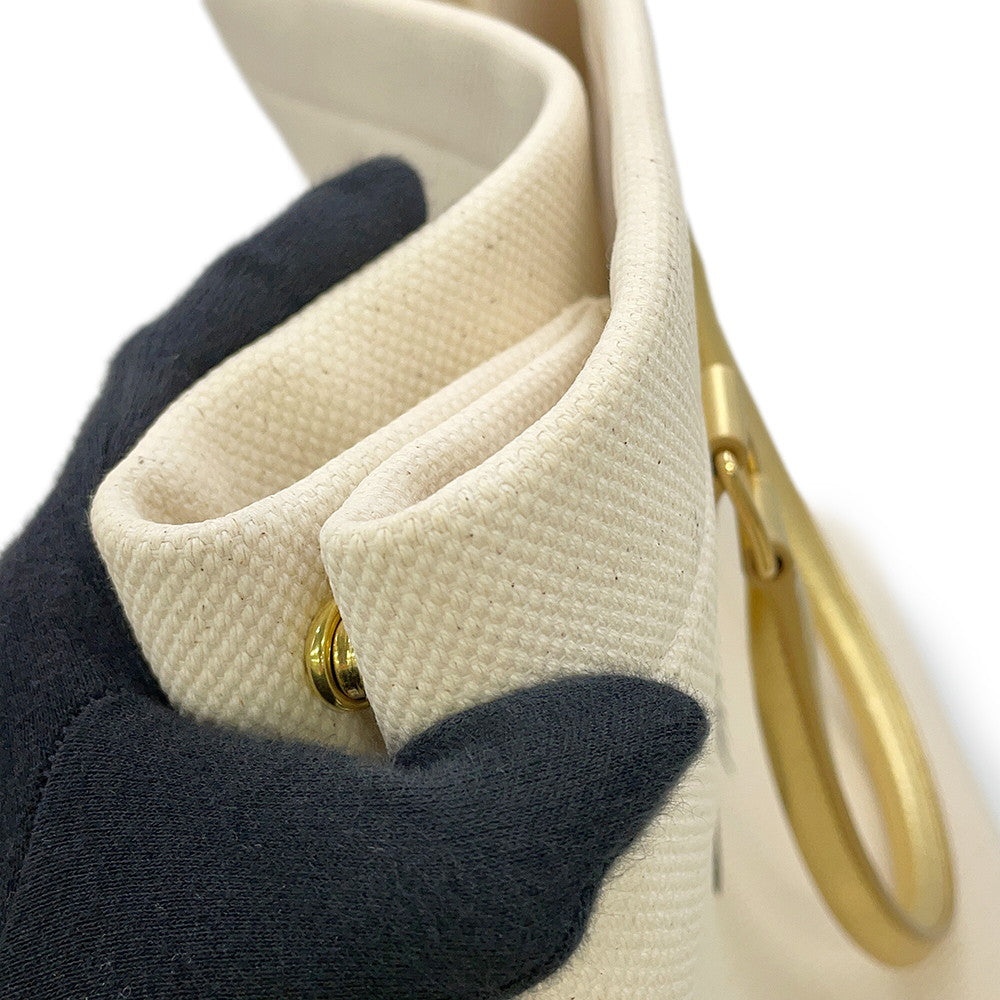 CELINE Horizontal Cabas Tote Bag Gold/Ivory192162 Leather Canvas