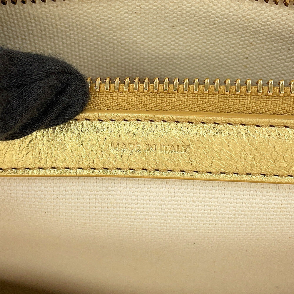 CELINE Horizontal Cabas Tote Bag Gold/Ivory192162 Leather Canvas