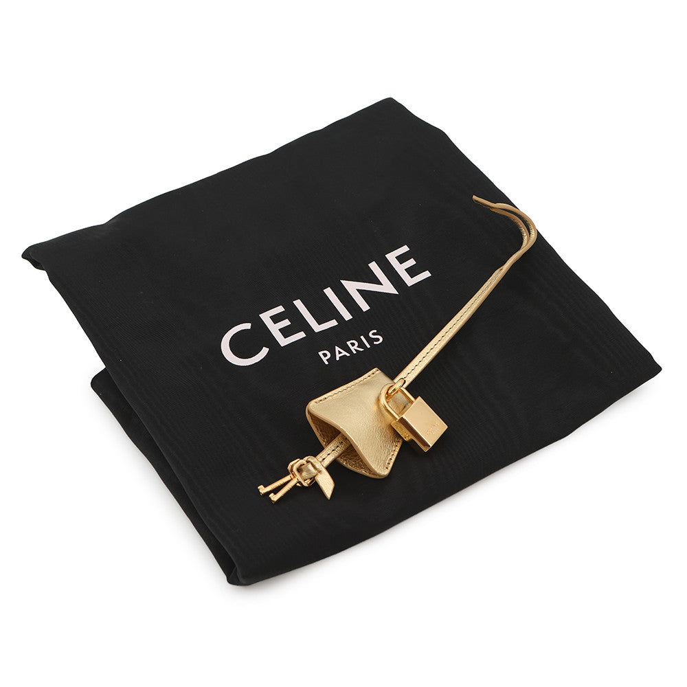 CELINE Horizontal Cabas Tote Bag Gold/Ivory192162 Leather Canvas
