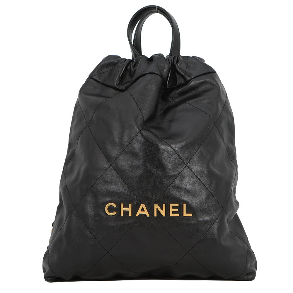 CHANEL CHANEL22 Backpack BlackAS3859 Shiny Calf Leather Size Small