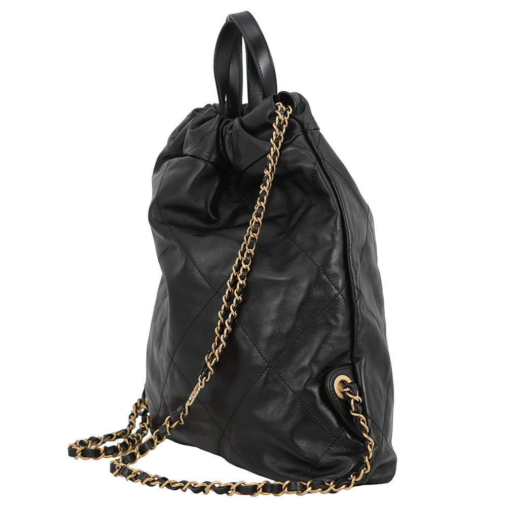 CHANEL CHANEL22 Backpack BlackAS3859 Shiny Calf Leather Size Small