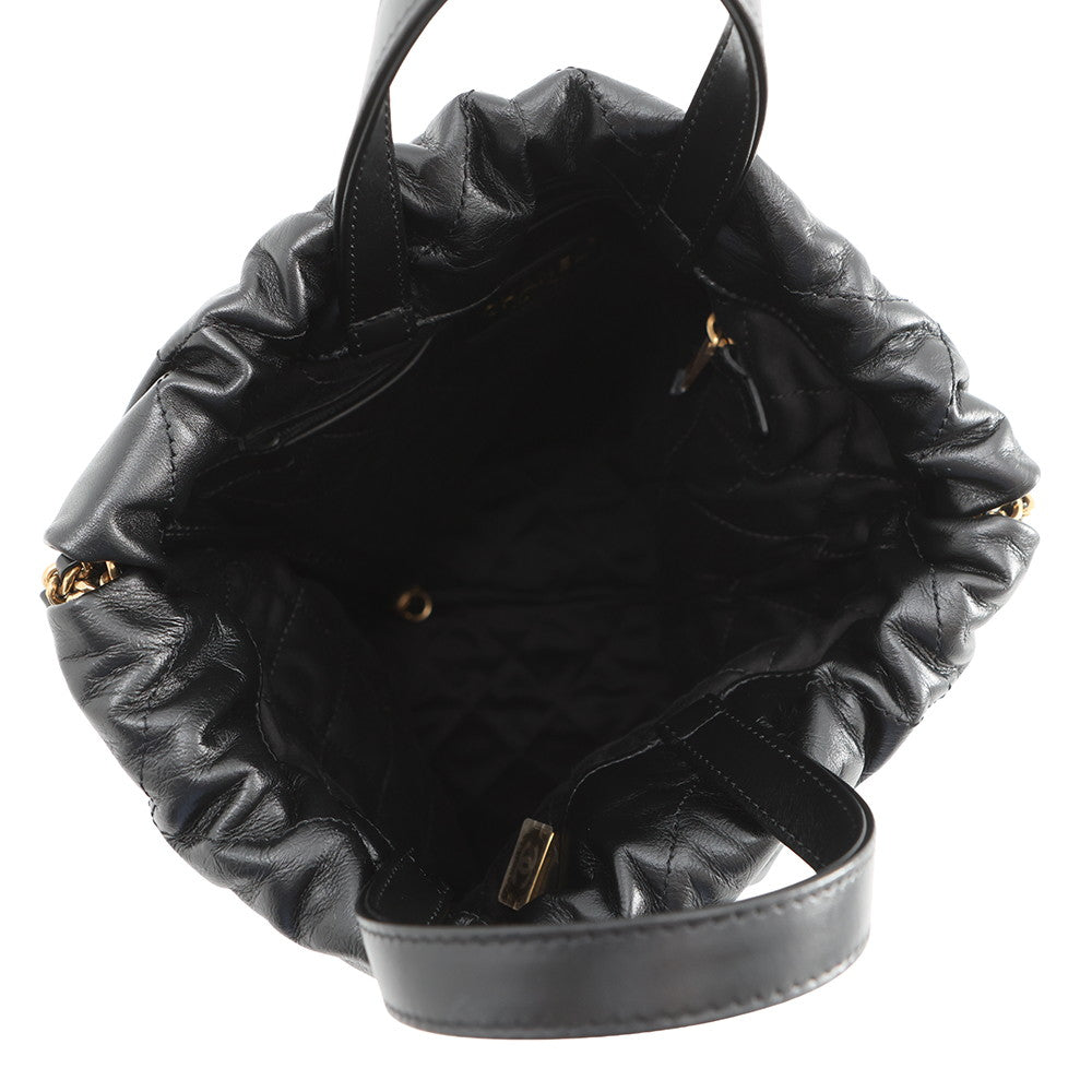 CHANEL CHANEL22 Backpack BlackAS3859 Shiny Calf Leather Size Small