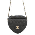 CHANEL Matelasse Heart Shape Chain Shoulder Black BlackAS3191 Lambskin