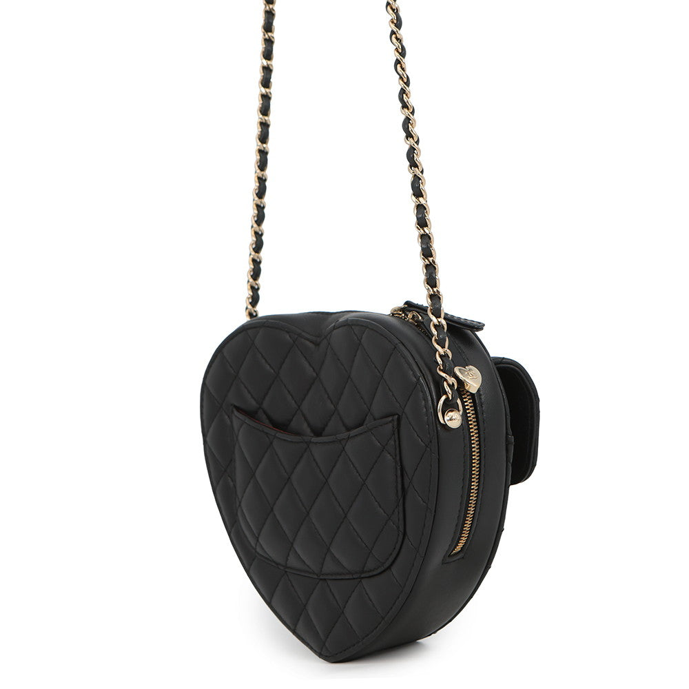 CHANEL Matelasse Heart Shape Chain Shoulder Black BlackAS3191 Lambskin