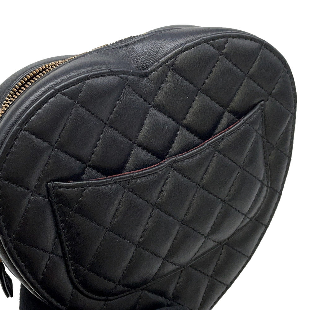 CHANEL Matelasse Heart Shape Chain Shoulder Black BlackAS3191 Lambskin