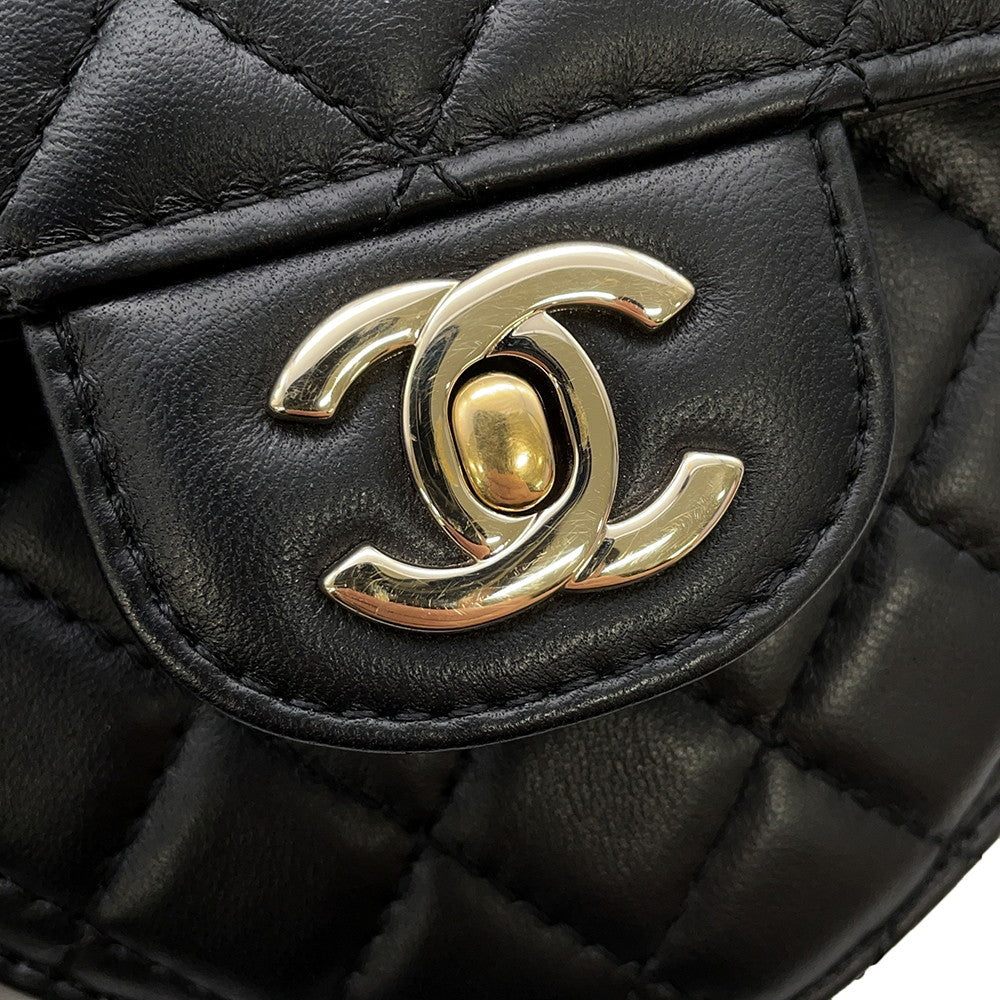 CHANEL Matelasse Heart Shape Chain Shoulder Black BlackAS3191 Lambskin