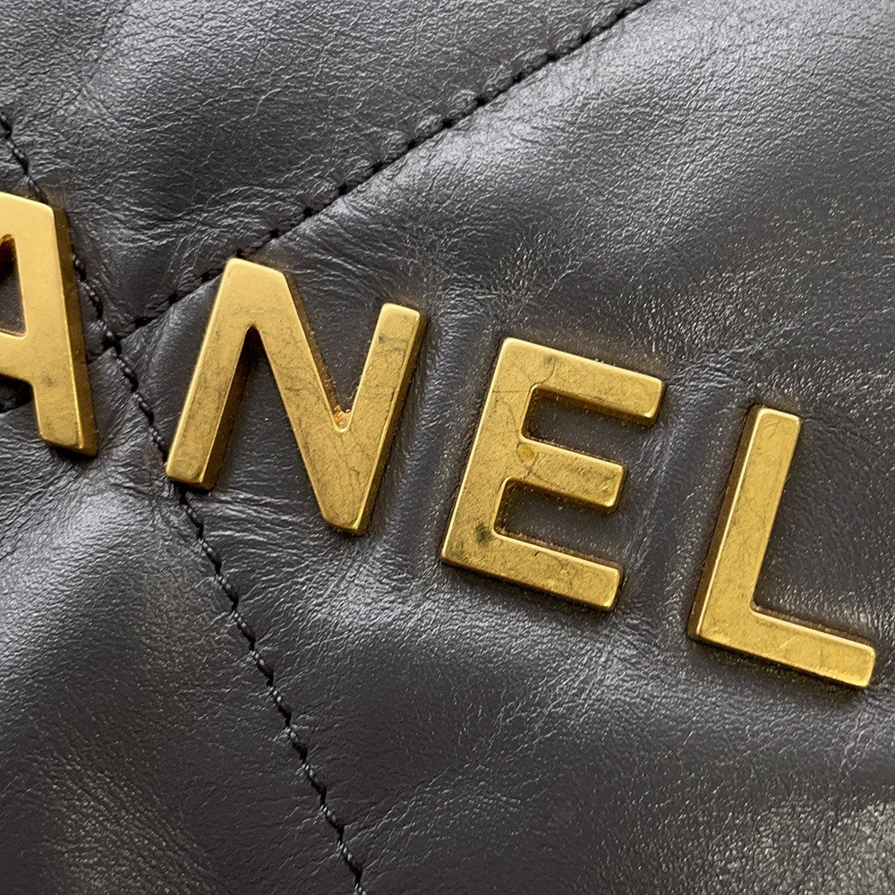 CHANEL CHANEL22 Backpack GrayAS3859 Shiny Calf Leather Size Small