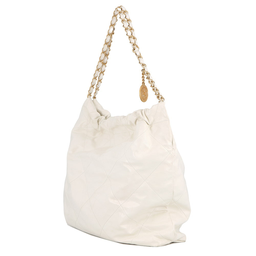 CHANEL CHANEL22 ChainShoulder Bag WhiteAS3260 Shiny Calf Leather Size Small