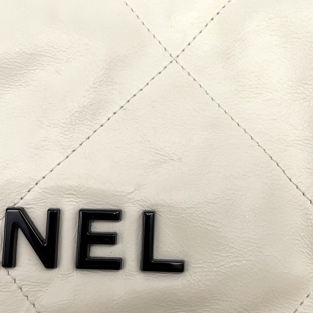 CHANEL CHANEL22 ChainShoulder Bag WhiteAS3260 Shiny Calf Leather Size Small