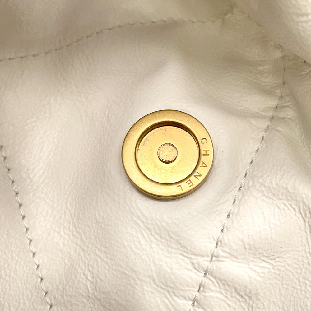 CHANEL CHANEL22 ChainShoulder Bag WhiteAS3260 Shiny Calf Leather Size Small