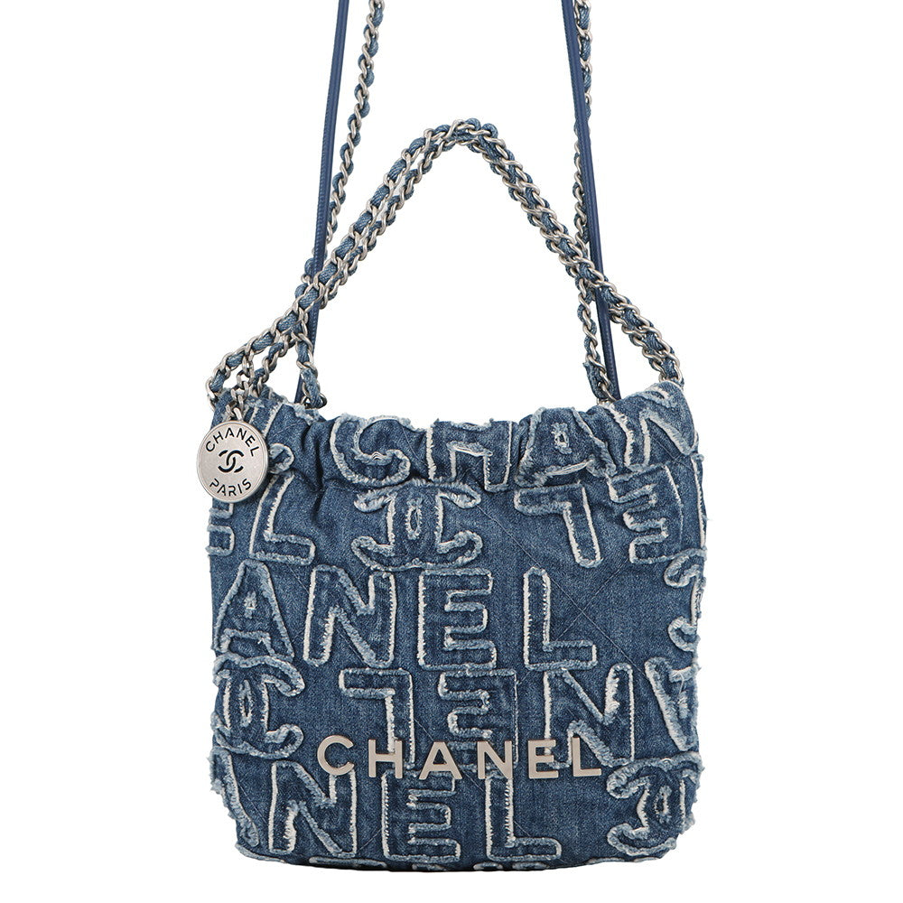CHANEL CHANEL22 ChainShoulder Bag BlueAS3980 Denim Size Mini