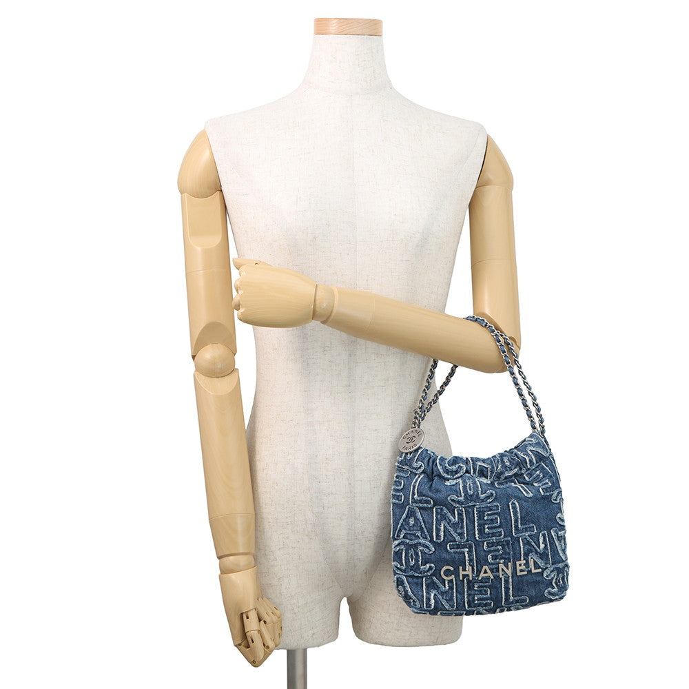 CHANEL CHANEL22 ChainShoulder Bag BlueAS3980 Denim Size Mini