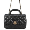 CHANEL Top Handle Matelasse Chain Bag BlackAS4544 B14863 94305 Shiny Calf Leather