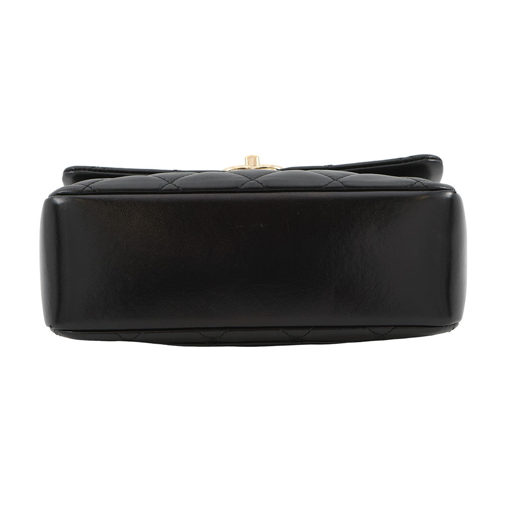 CHANEL Top Handle Matelasse Chain Bag BlackAS4544 B14863 94305 Shiny Calf Leather