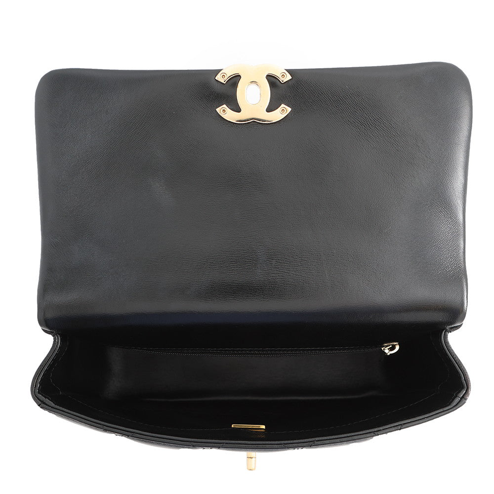 CHANEL Top Handle Matelasse Chain Bag BlackAS4544 B14863 94305 Shiny Calf Leather