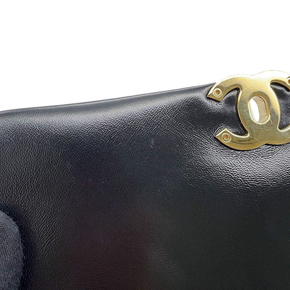 CHANEL Top Handle Matelasse Chain Bag BlackAS4544 B14863 94305 Shiny Calf Leather