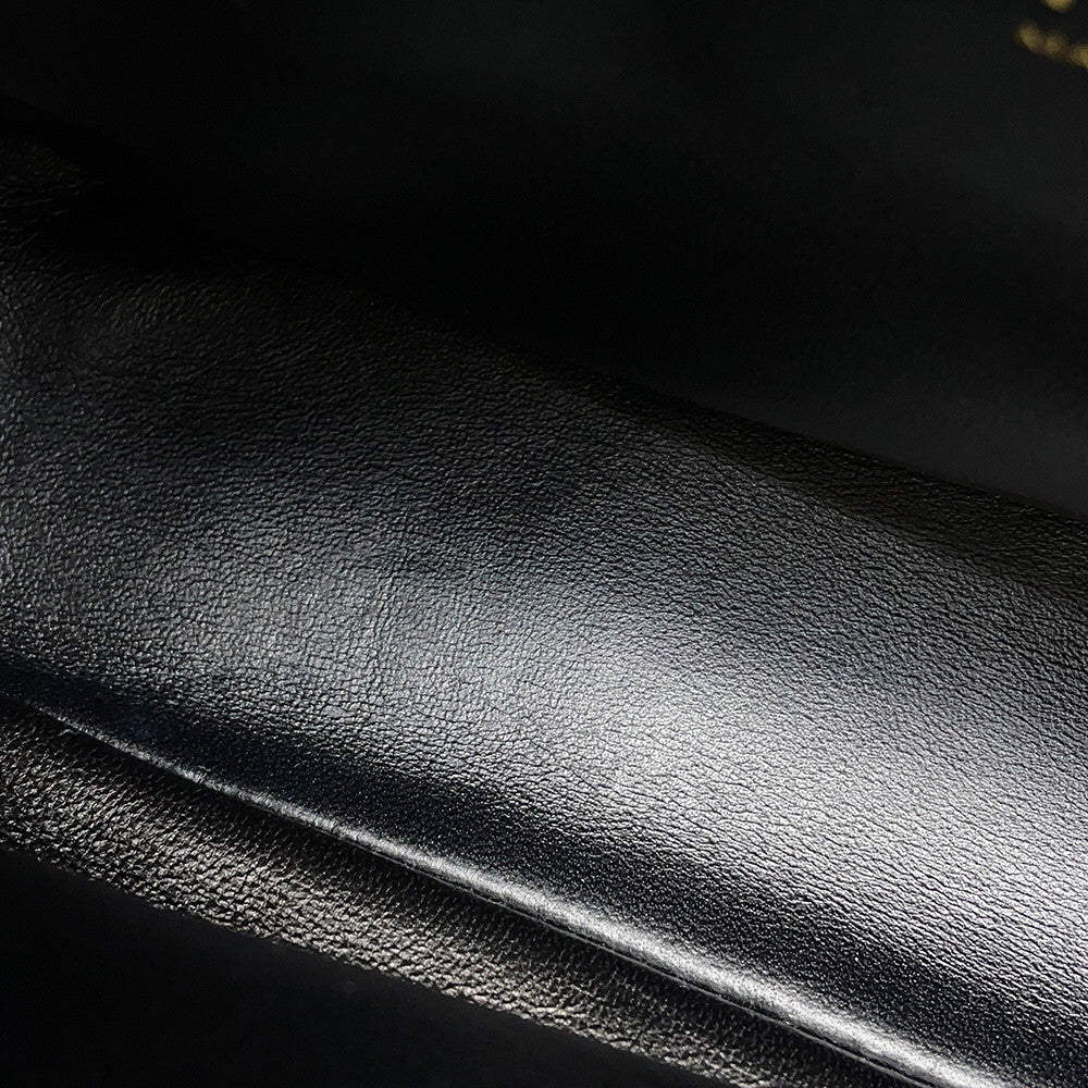 CHANEL Top Handle Matelasse Chain Bag BlackAS4544 B14863 94305 Shiny Calf Leather