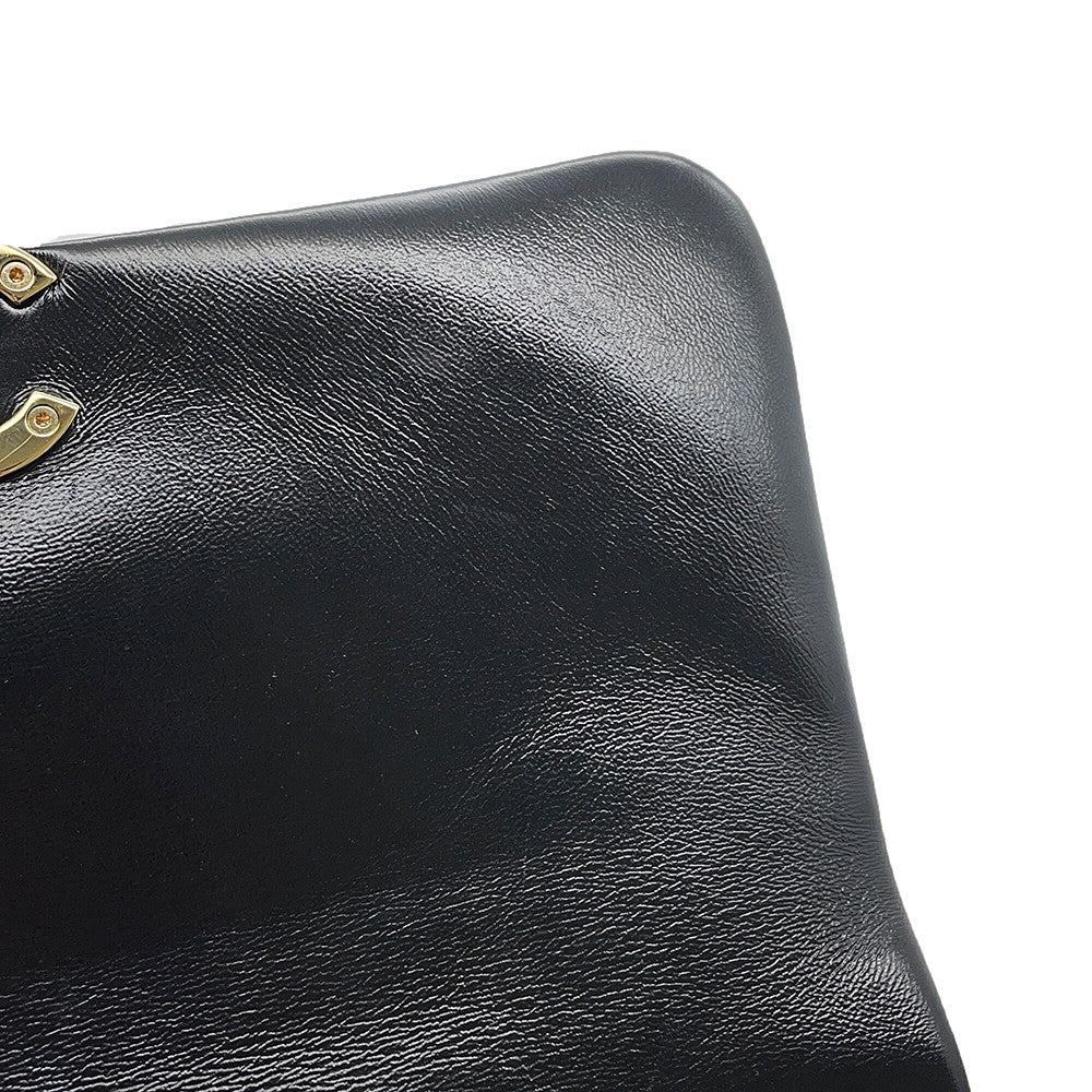 CHANEL Top Handle Matelasse Chain Bag BlackAS4544 B14863 94305 Shiny Calf Leather