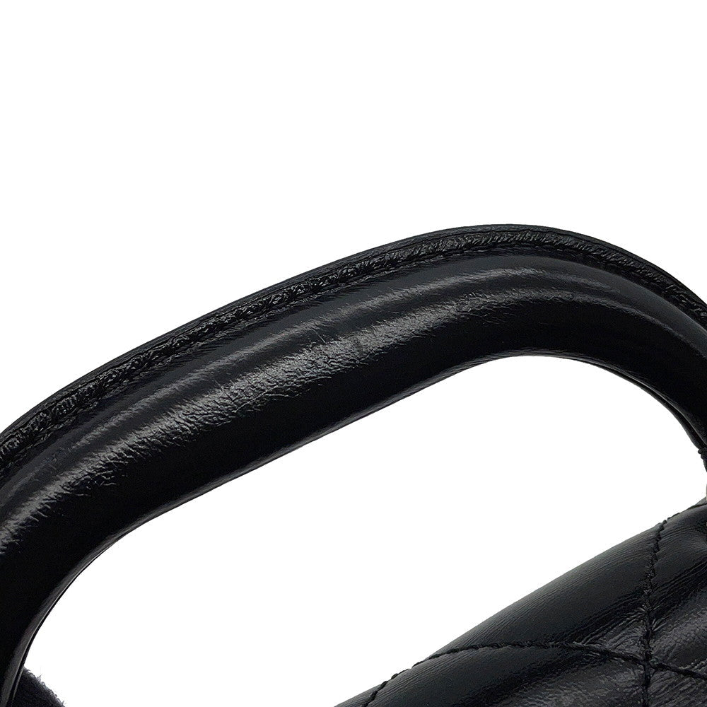 CHANEL Top Handle Matelasse Chain Bag BlackAS4544 B14863 94305 Shiny Calf Leather