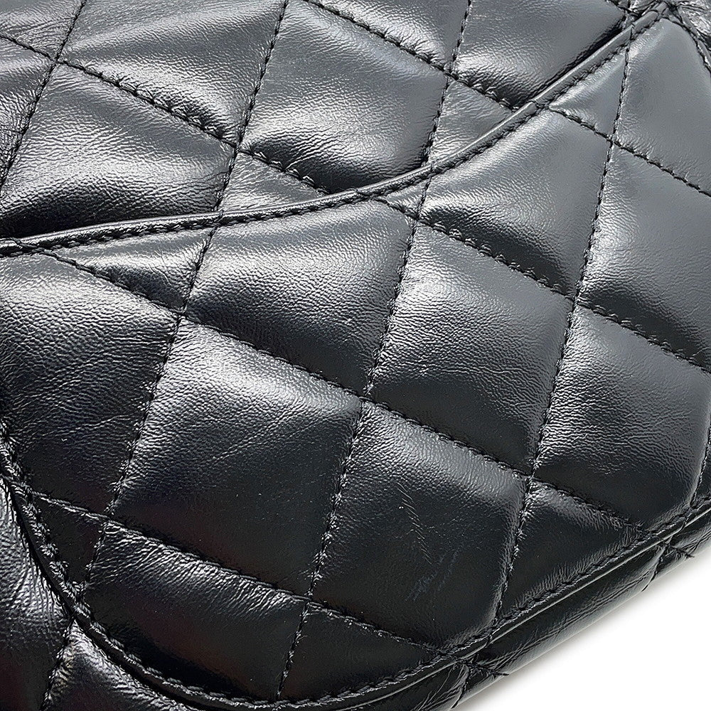 CHANEL Top Handle Matelasse Chain Bag BlackAS4544 B14863 94305 Shiny Calf Leather