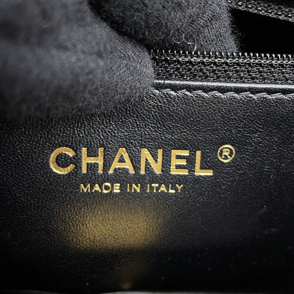 CHANEL Top Handle Matelasse Chain Bag BlackAS4544 B14863 94305 Shiny Calf Leather