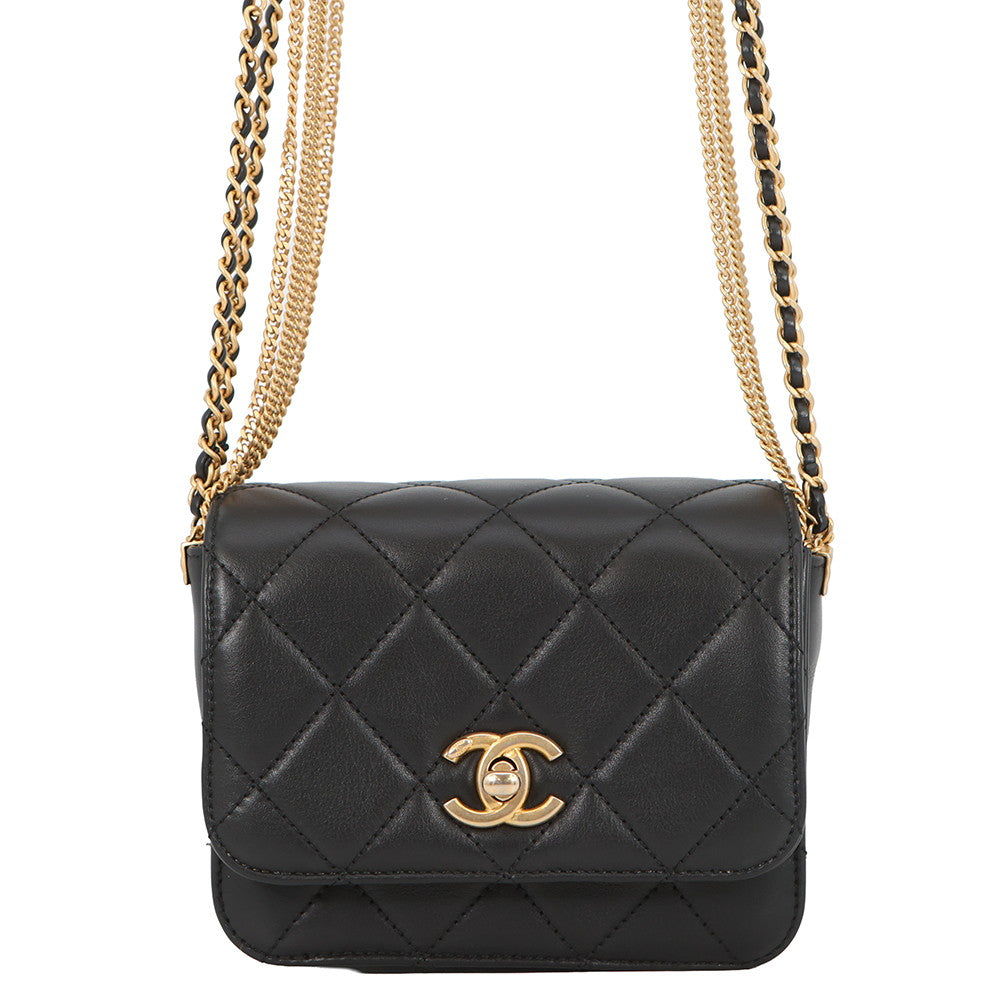 CHANEL Matelasse Multi Chain Single Flap BlackAS2051 B03921 94305 Lambskin Size Mini