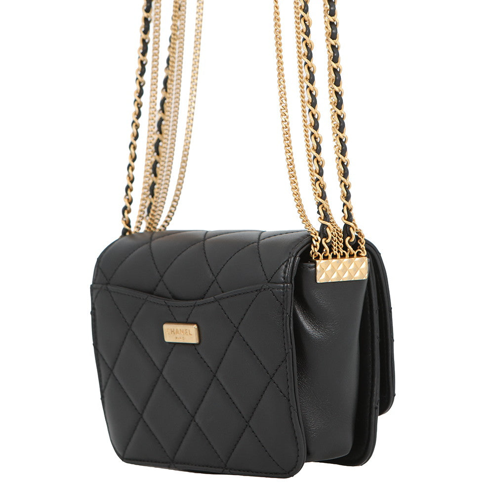 CHANEL Matelasse Multi Chain Single Flap BlackAS2051 B03921 94305 Lambskin Size Mini