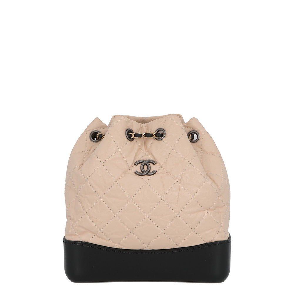 CHANEL Gabrielle de CHANEL Backpack BeigeBlackA94485 Aged Calf Leather Size Small