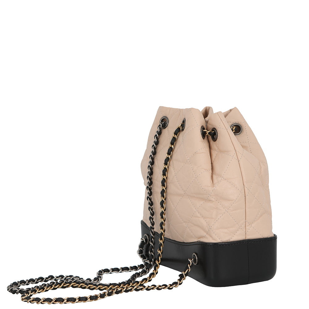 CHANEL Gabrielle de CHANEL Backpack BeigeBlackA94485 Aged Calf Leather Size Small