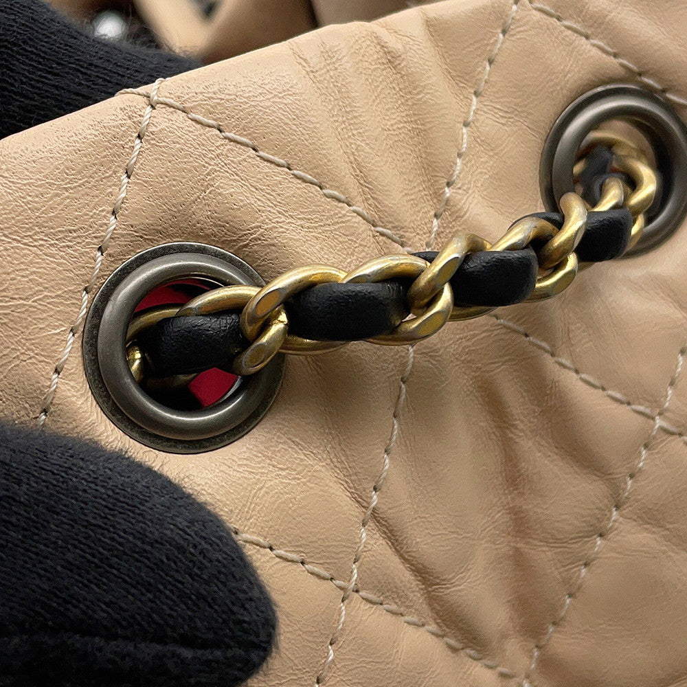CHANEL Gabrielle de CHANEL Backpack BeigeBlackA94485 Aged Calf Leather Size Small