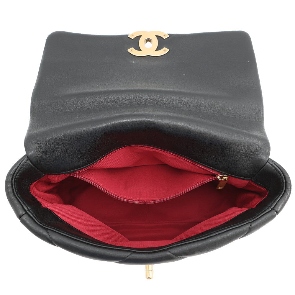 CHANEL CHANEL19 CHANEL19 Matelasse Shoulder Bag BlackAS1160 Shiny Lambskin