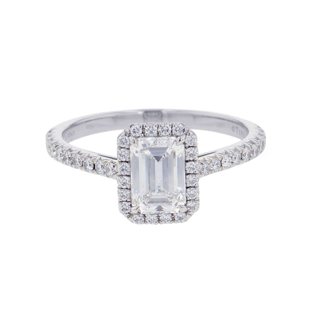 TIFFANY&Co. Soleste Emerald Cut Diamond Ring Size Approximately No. 10 Pt950
