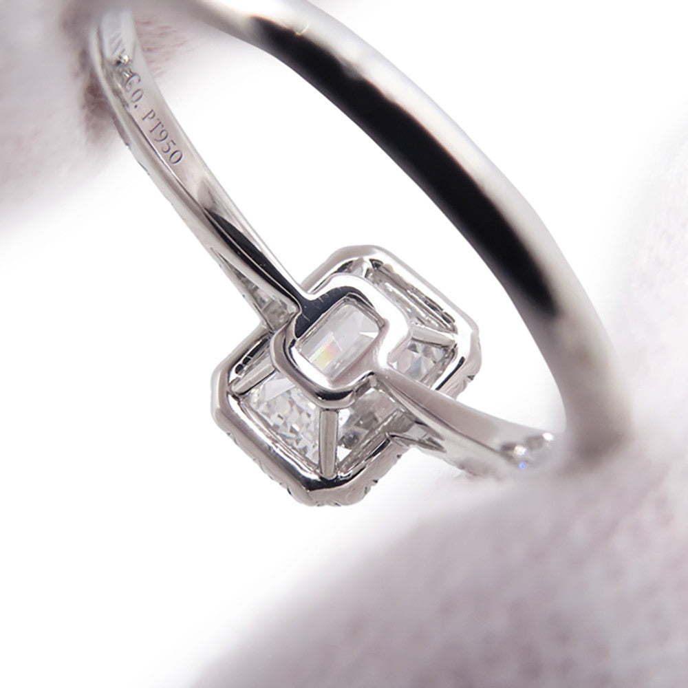 TIFFANY&Co. Soleste Emerald Cut Diamond Ring Size Approximately No. 10 Pt950