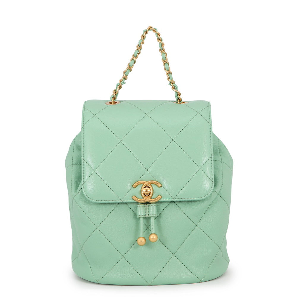 CHANEL Matelasse Backpack Light GreenAS4866 Lambskin