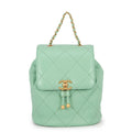 CHANEL Matelasse Backpack Light GreenAS4866 Lambskin
