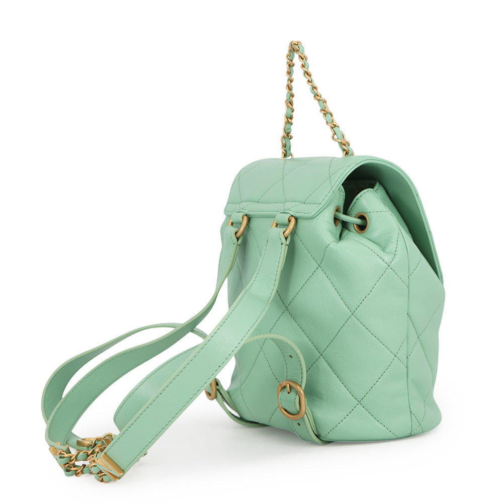 CHANEL Matelasse Backpack Light GreenAS4866 Lambskin