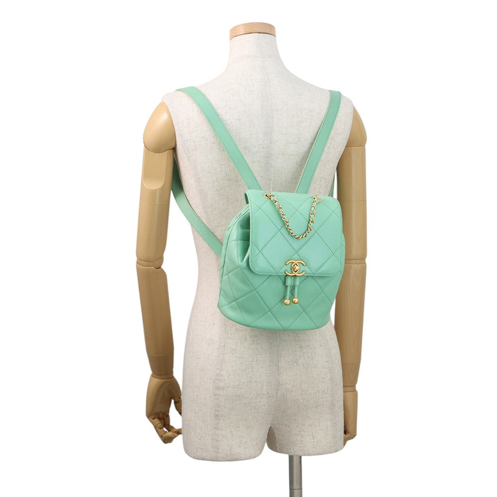 CHANEL Matelasse Backpack Light GreenAS4866 Lambskin