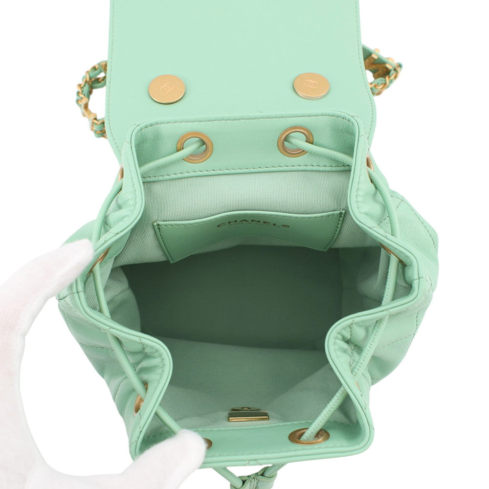 CHANEL Matelasse Backpack Light GreenAS4866 Lambskin