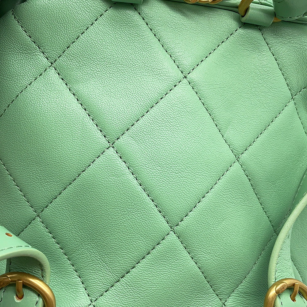 CHANEL Matelasse Backpack Light GreenAS4866 Lambskin