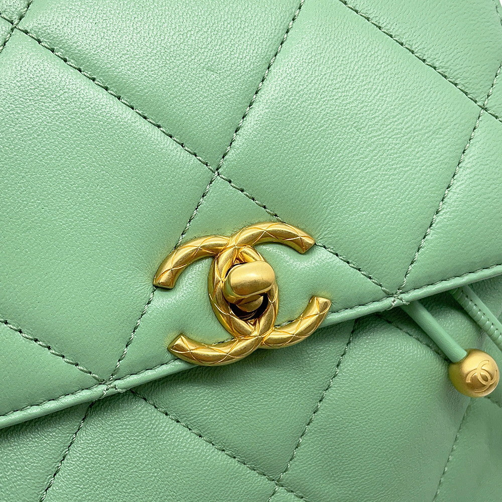 CHANEL Matelasse Backpack Light GreenAS4866 Lambskin